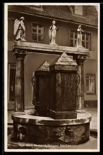 AK Meissen, Am Engelsbrunnen, mit Gedicht