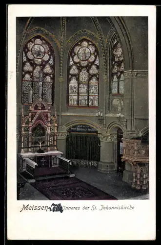 Goldfenster-AK Meissen, Inners der St. Johanniskirche
