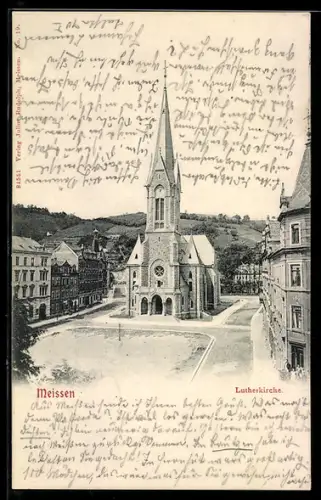 AK Meissen, Talstrasse mit Lutherkirche