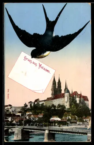 AK Dürrenberg, Uferpartie mit Blick zum Schloss