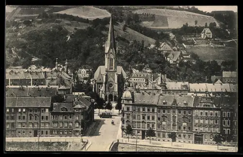 AK Triebischtal /Meissen, Strassenpartie mit Kirche