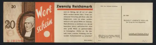 AK Charlottenburg, Wertschein vom Lorentz-Verlag über 20 Reichsmark