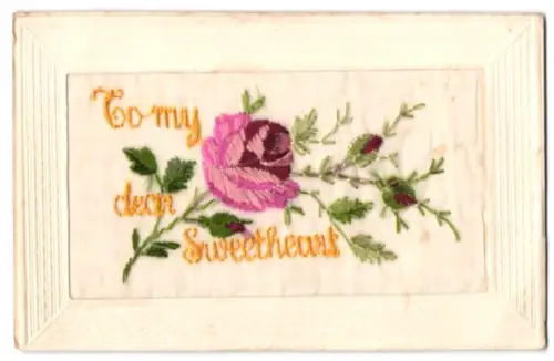 Seidenstick-AK Rosafarbene Rose, To my dear Sweetheart