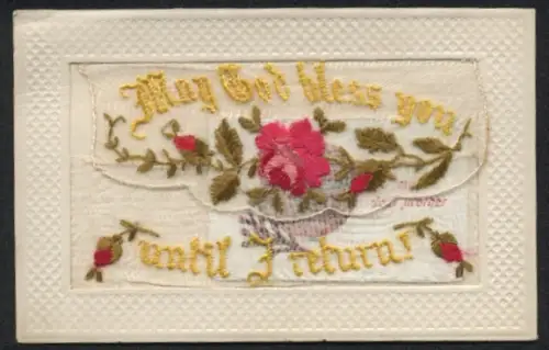 Seidenstick-AK Zweig mit Rosen, To my dear Mother