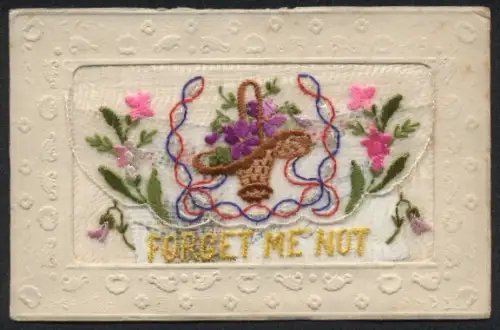 Seidenstick-AK Veilchen im Korb, Forget me not