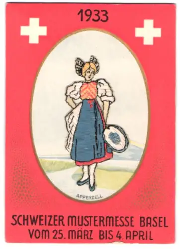Stick-AK Basel, Schweizer Mustermesse 1933, Appenzeller Tracht