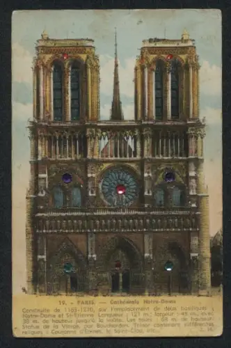 AK Paris, Cathedrale Notre-Dame, Glitzer-Perlen