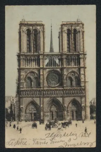 Glitzer-Perl-AK Paris, Cathédrale Notre-Dame, mit Glitzer-Perlen