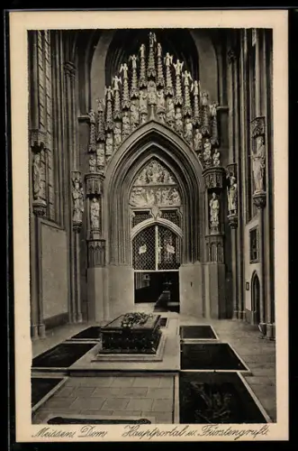 AK Meissen, Dom, Hauptportal und Fürstengruft