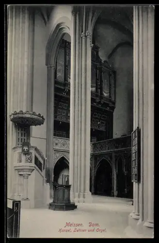 AK Meissen, Dom, Kanzel, Lettner und Orgel