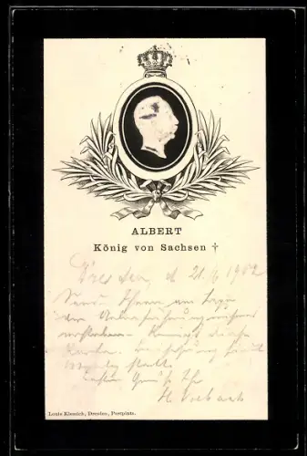 Präge-AK König Albert von Sachsen im Profil
