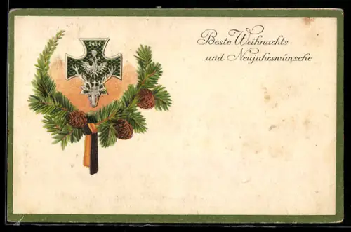 Regiments-AK Nr.: 320, Rotes Kreuz, Weihnachten und Neujahr, Hirsch-Symbol