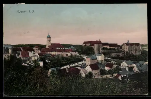 AK Nossen i. S., Stadtansicht mit Kirche und Schloss