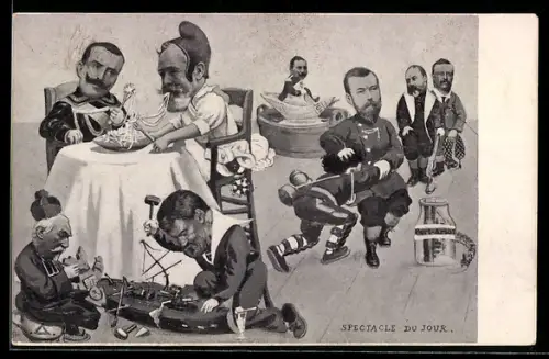 AK Spectacle du jour, Nikolaus II. von Russland und Vittorio Emanuele von Italien