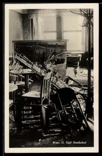 AK Wien, Zerstörung im Cafe Goethehof