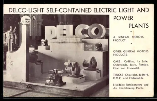 AK Delco-Light Self-Contained Electric Light and Power Plats, a General Motors Product