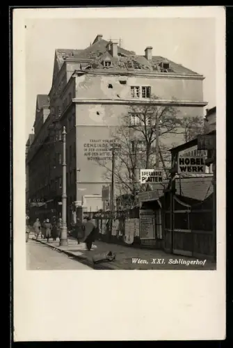 AK Wien, Februaraufstand 1934, Artillerietreffer am Schlingerhof