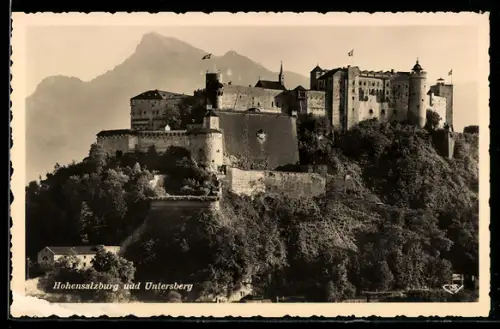 AK Salzburg, Hohensalzburg mit Untersberg