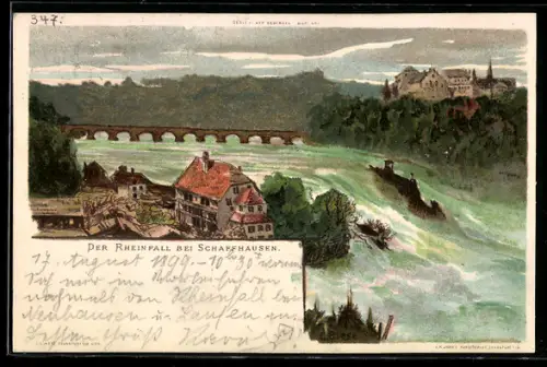 Lithographie Schaffhausen, Der Rheinfall