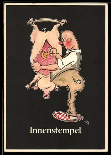 Künstler-AK sign. H. Moritz: Innenstempel, Bergbau