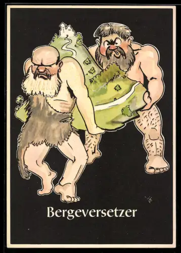 Künstler-AK sign. H. Moritz: bergmännische Begriffe karikiert aus Lustige Gezähekiste, Nr. 33: Bergversetzer