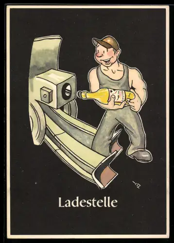 Künstler-AK sign. H. Moritz: Ladestelle, Bergbau