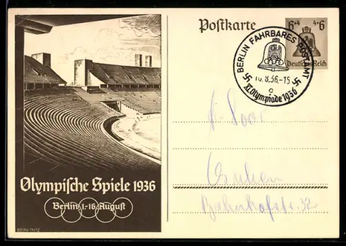 AK Berlin, Olympische Spiele 1936, 1.-16. August, Blick ins Stadion, 