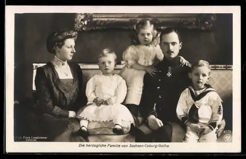 AK Herzog Carl Eduard von Sachsen-Coburg-Gotha mit Familie