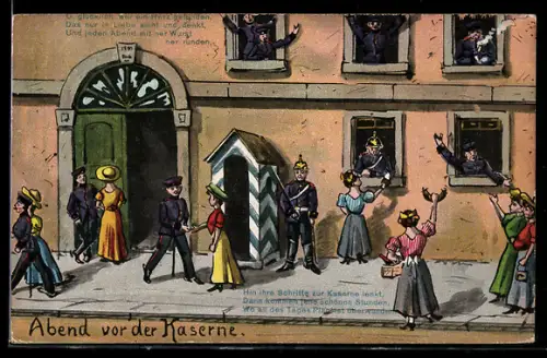 AK Soldaten abends in der Kaserne erhalten Liebesgaben und beim Wachestehen am Schilderhaus