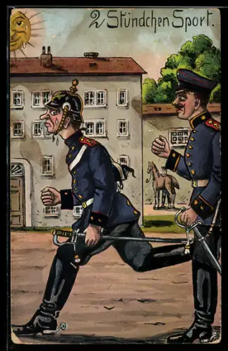 AK Soldat in Uniform beim Sport, Soldatenhumor
