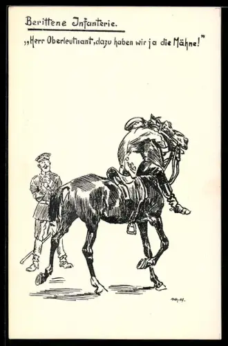 AK Oberleutnant der berittenen Infanterie beim Übungsreiten