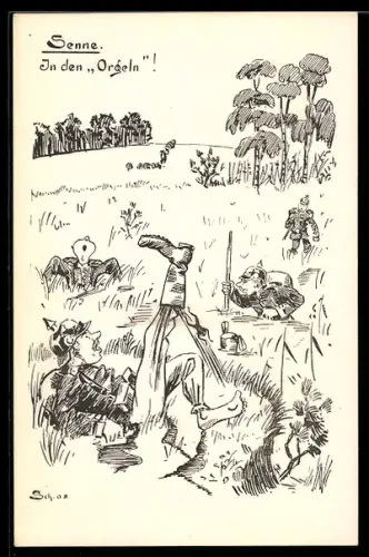 AK Soldaten eines Infanterie-Regiments bei einer fehlgeschlagenen Feldübung