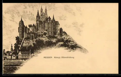 Künstler-AK Meissen, Königliche Albrechtsburg