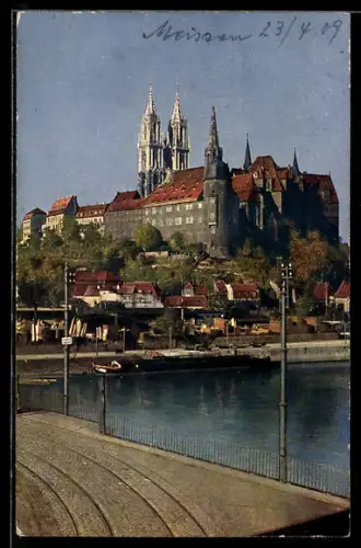 AK Meissen, Blick auf die Kgl. Albrechtsburg und den Dom
