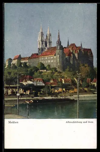 AK Meissen, Blick auf die Kgl. Albrechtsburg und den Dom