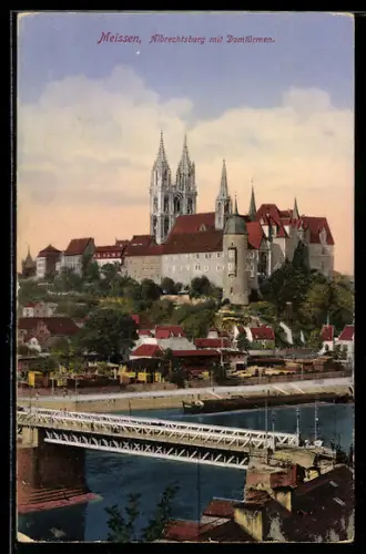 AK Meissen, Albrechtsburg mit Domtürmen