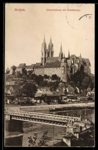 AK Meissen, Albrechtsburg mit Domtürmen
