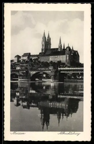 AK Meissen, Albrechtsburg mit Brücke