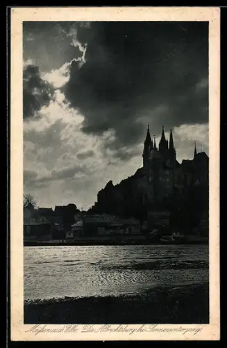AK Meissen i. Sa., Die Albrechtsburg bei Sonnenuntergang