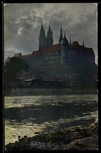 AK Meissen, Albrechtsburg bei Nachtstimmung