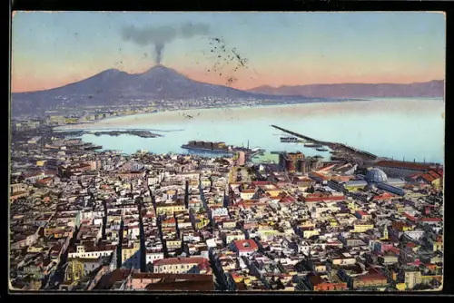 AK Napoli, Panorama da San Martino con Vesuvio fumante sullo sfondo