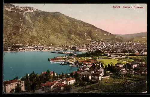 AK Como, Vista panoramica di Como e Brunate