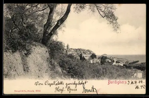 AK Bordighera, Veduta panoramica della città e del mare