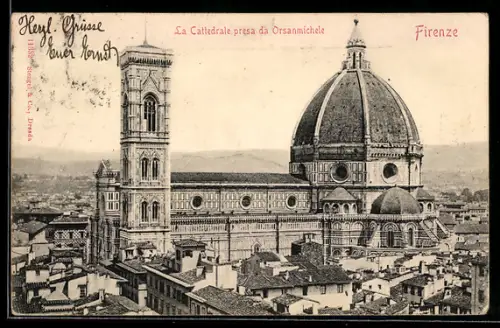 AK Firenze, La Cattedrale presa da Orsanmichele