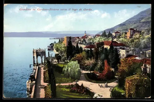 AK Gardone-Riviera /Lago di Garda, Giardino verso il lago di Garda
