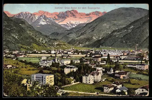 AK Gries /Bozen, Blick zum Rosengarten