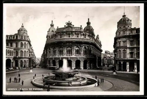 AK Genova, Piazza De Ferrari con fontana centrale