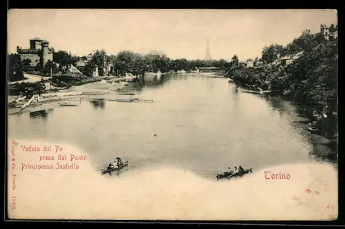 AK Torino, Veduta del Po presa dal Ponte Principessa Isabella