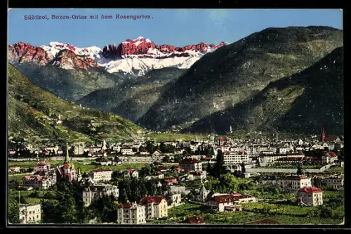 AK Gries /Bozen, Ortsansicht mit Rosengarten