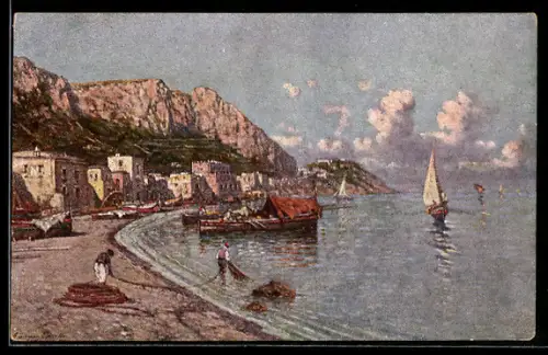 Künstler-AK Capri, Marina grande